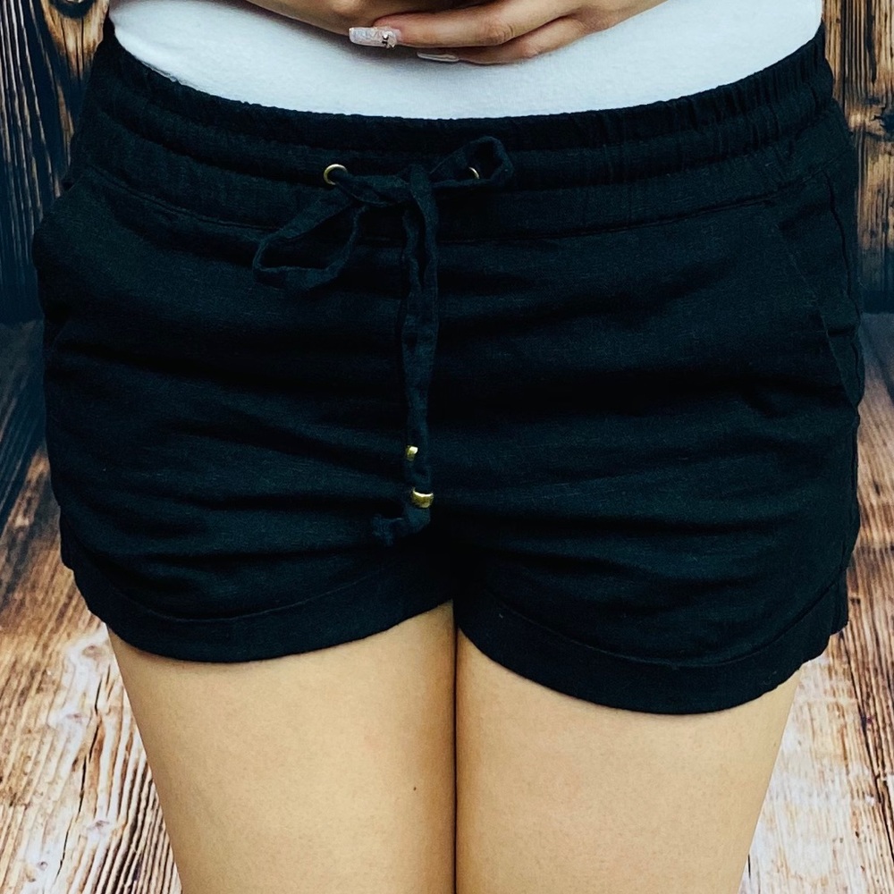 Black Linen Shorts